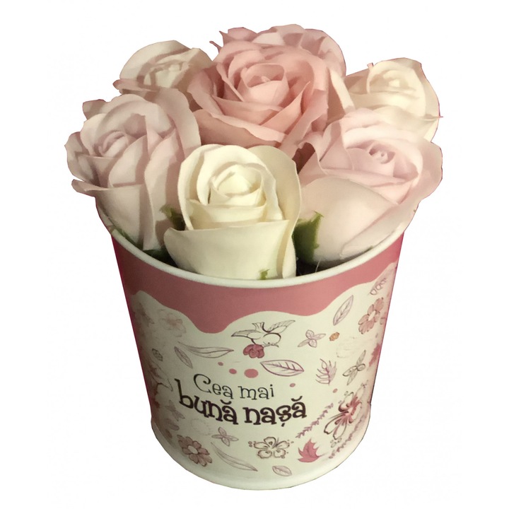 Aranjament Floral ”Pentru cea mai buna nasa”, Roz/Crem - EVENTISSIMI