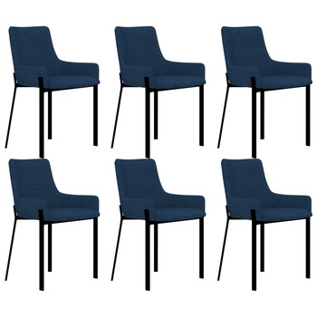 Set 6 scaune bucatarie, vidaXL, Otel/Textil, 53 x 59 x 81 cm, Albastru