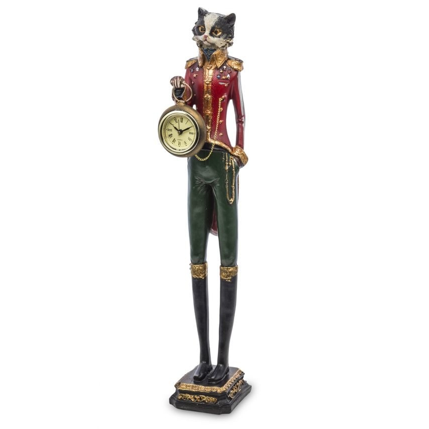 Figurina pisica cu ceas, Rossana Collection, 43x8x8 cm