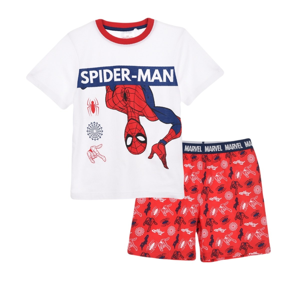 Pijamale maneca scurta Spiderman alb/rosu