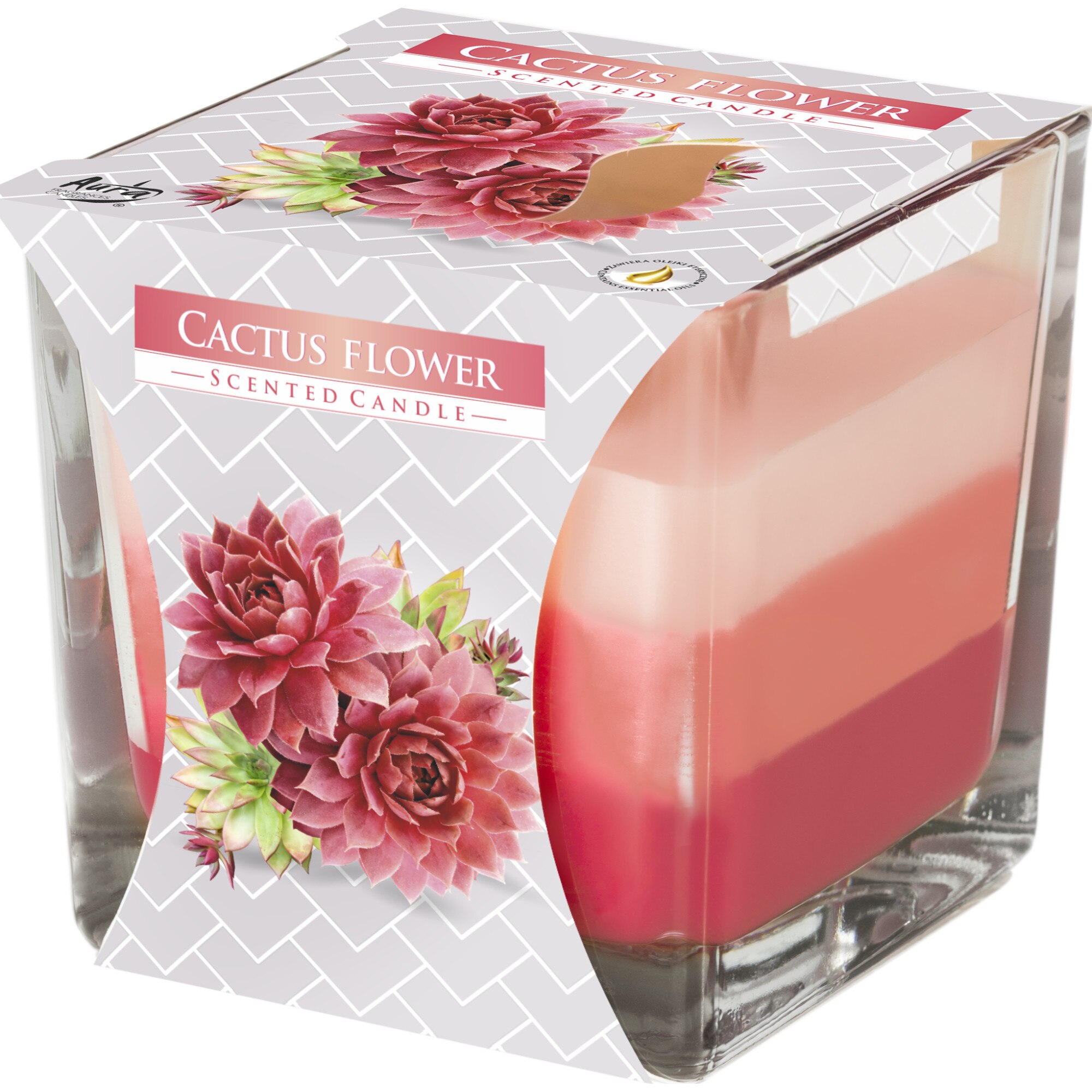 Lumanare parfumata in pahar in trei culori Floare de Cactus