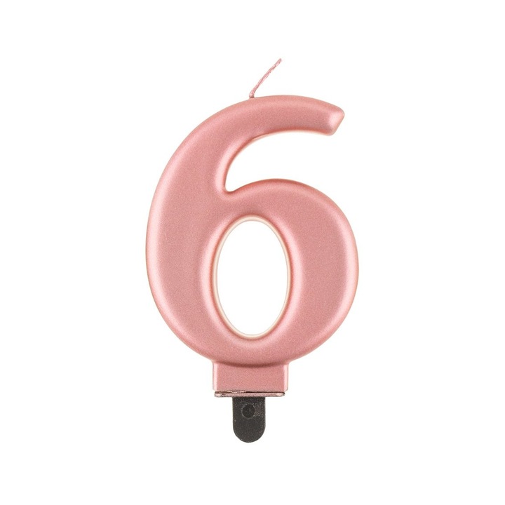 Lumanare tort cifra 6, rosegold, Tomvalk, 1 buc