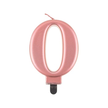 Lumanare tort cifra 0, rosegold, Tomvalk, 1 buc Lumanare tort cifra 0, rosegold, Tomvalk, 1 buc