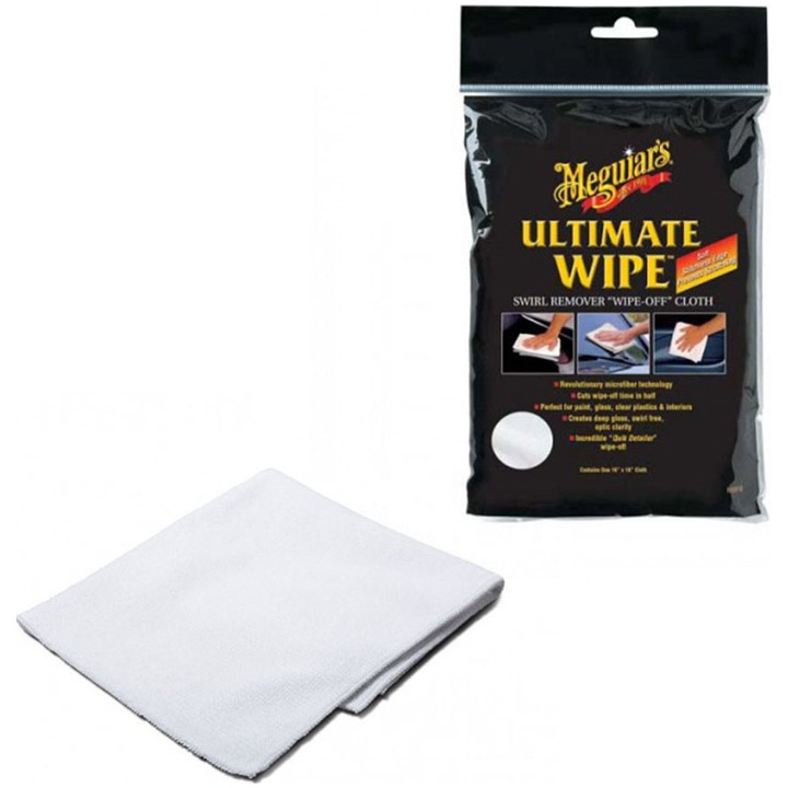 Laveta microfibra Meguiar's, alba, 40 x 40 cm, Ultimate Wipe Pro Microfibre
