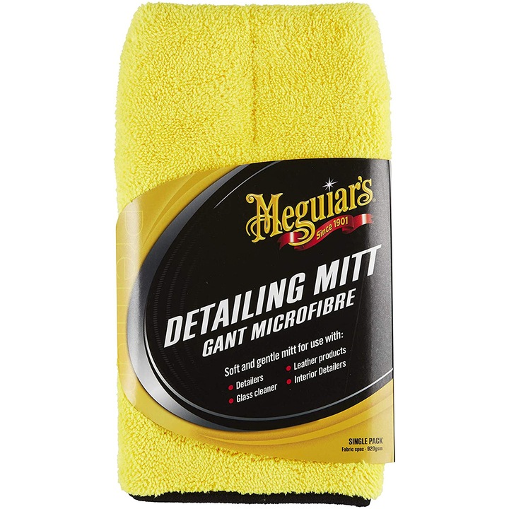 Микрофибърна ръкавица Meguiar's за почистване на вътрешността на автомобили, Detailing Mitt Gant Microfibre EU