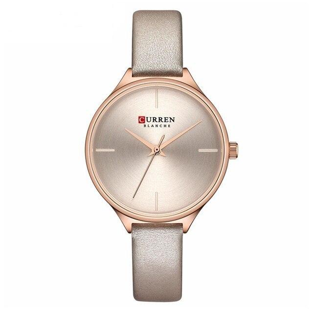 Ceas femei Curren, Mecanism Quartz, Analog, Elegant, Curea din piele, Afisaj 24 h, Ultra subtire, Gri