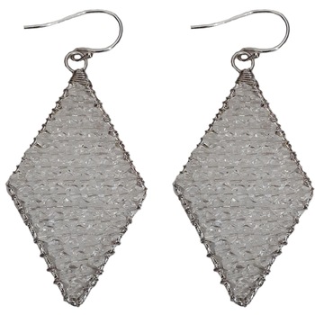 Cercei vintage romb dama, argintii, 4.5 cm inaltime Cercei vintage romb dama, argintii, 4.5 cm inaltime