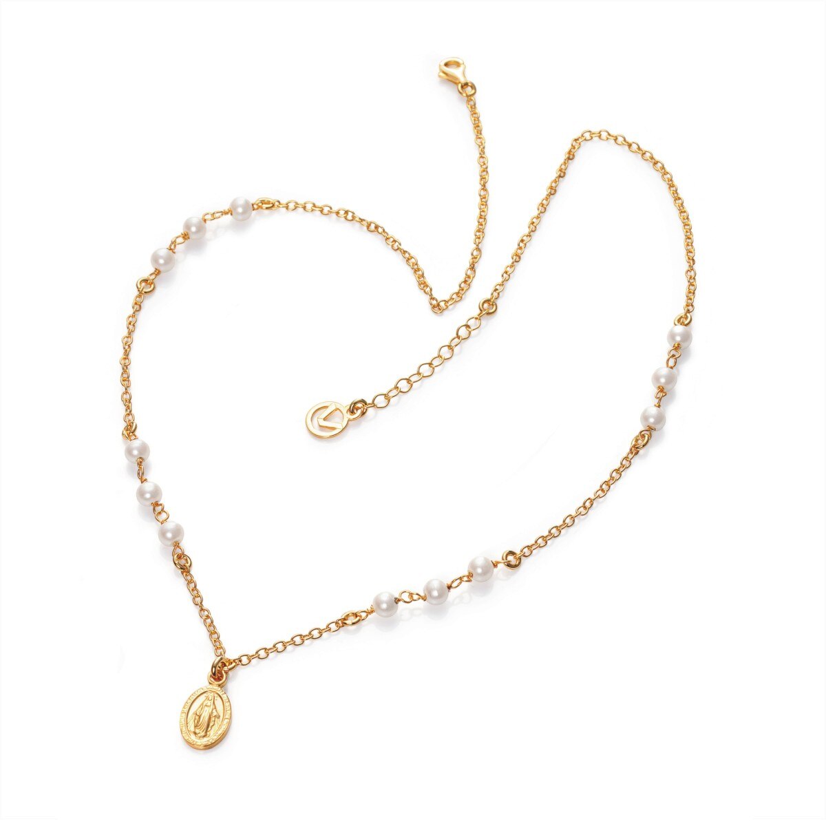 Colier Viceroy 1213C100-90, inox placat cu argint, auriu, perle sintetice