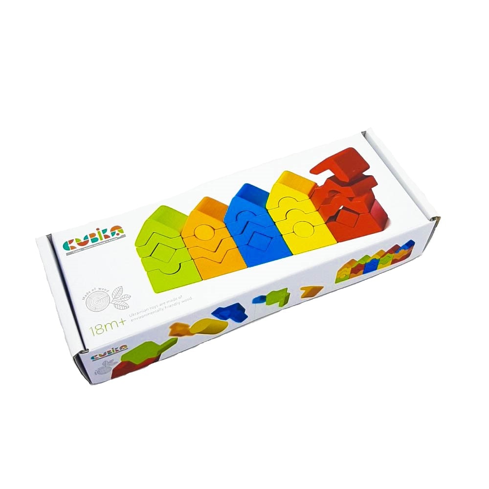 Set de constructii din lemn, Cubika, Turnuri, 25 piese