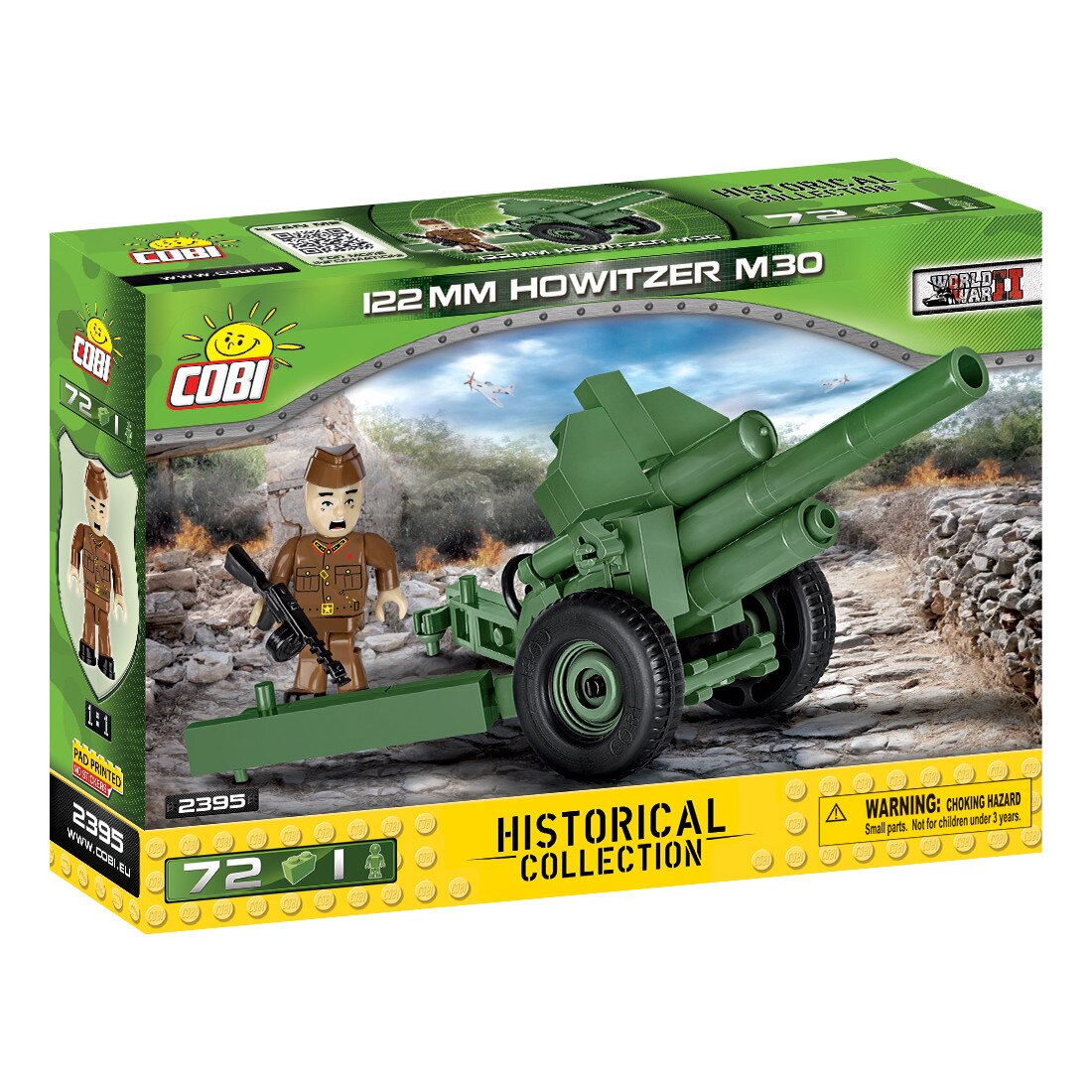 Set de constructie Cobi, WWII, TUN M30 HOWITZER 122mm, 72 piese