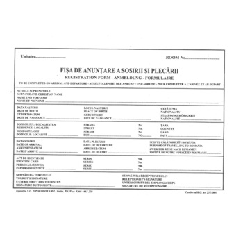 Fisa Cazare in Format A5, 2 Exemplare, 50 Seturi/Carnet - Fisa Anuntare Sosiri si Plecari Fisa Cazare in Format A5, 2 Exemplare, 50 Seturi/Carnet - Fisa Anuntare Sosiri si Plecari