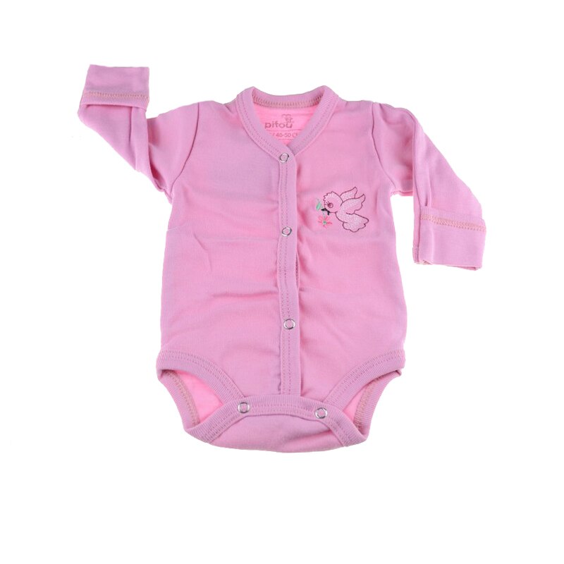 Body cu maneca lunga fete Pifou Model 11 M11-R, Roz, 46-50