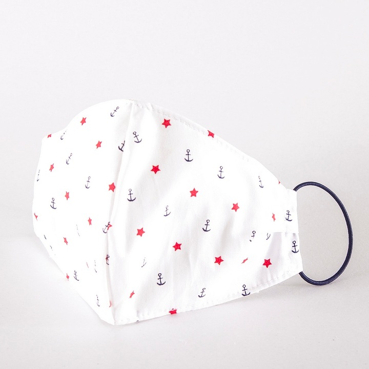 Трислойна маска Mask-Universe, С филтър G3, Бяла, С кораби