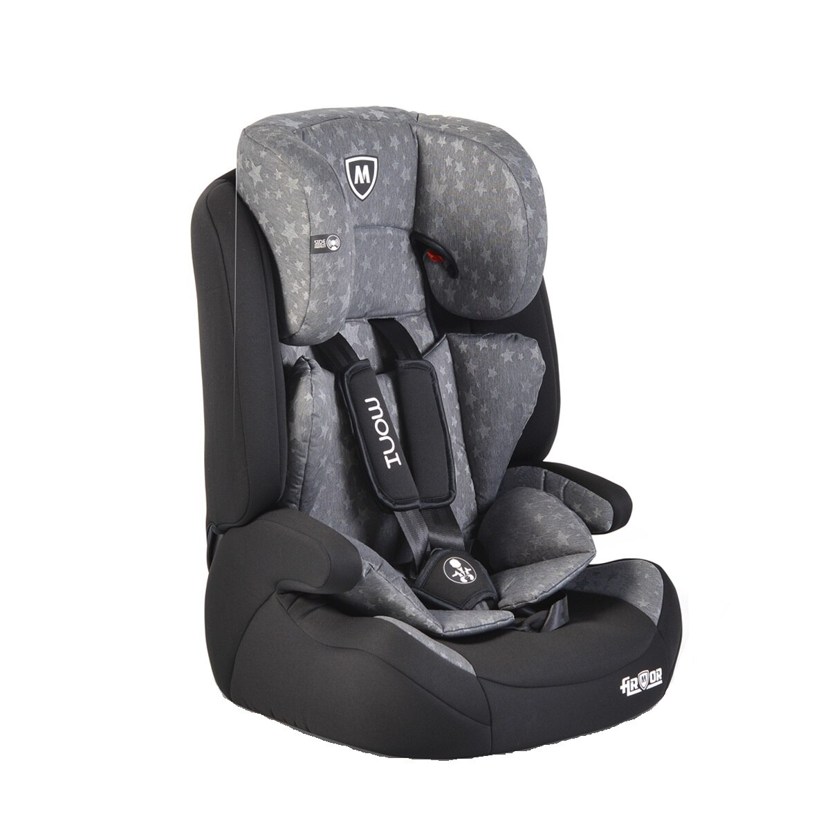 Scaun auto si inaltator 2 in 1 Moni Armor Premium Grey Stars 9-36 kg, Negru/Gri