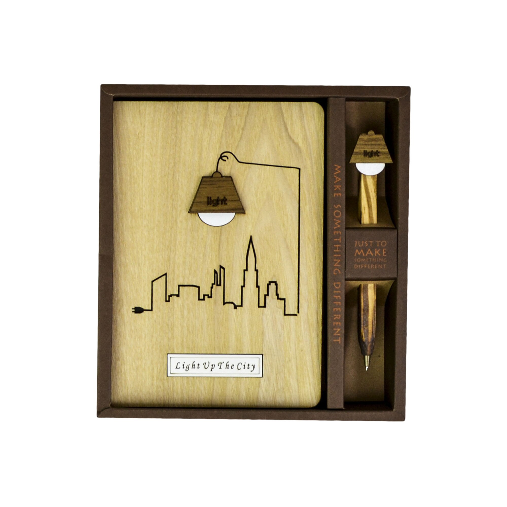 Agenda Lemn Light Up the City, Model 2, 19 x 12 cm
