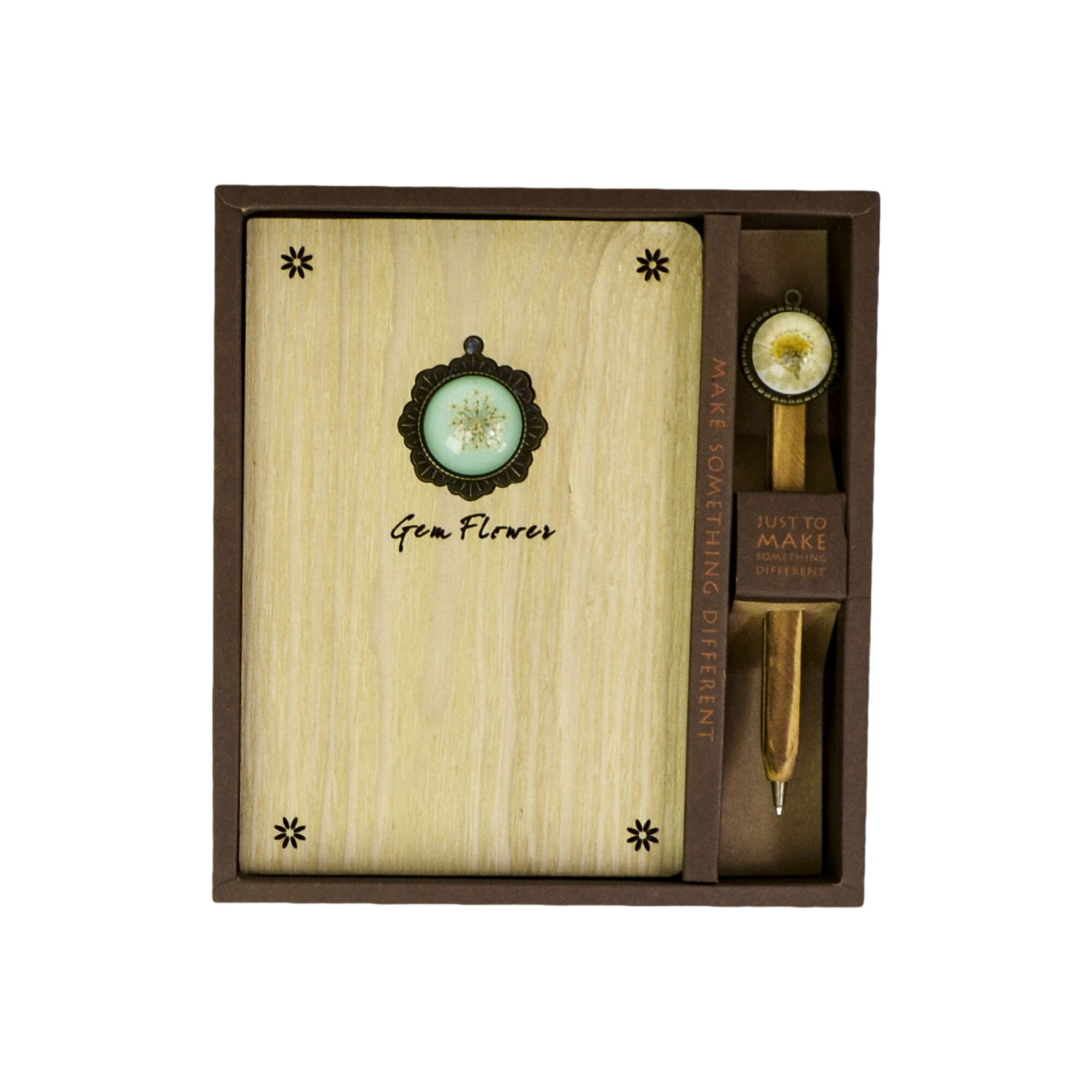 Agenda Lemn Gem Flowers, Model 2, 19 x 12 cm