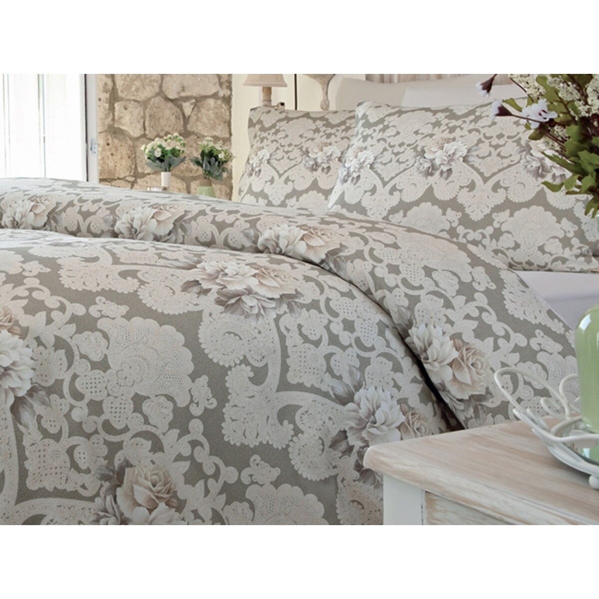 Lenjerie de pat Evora, 100% Bumbac, 6 piese, 2 persoane, 240X260 /70X70