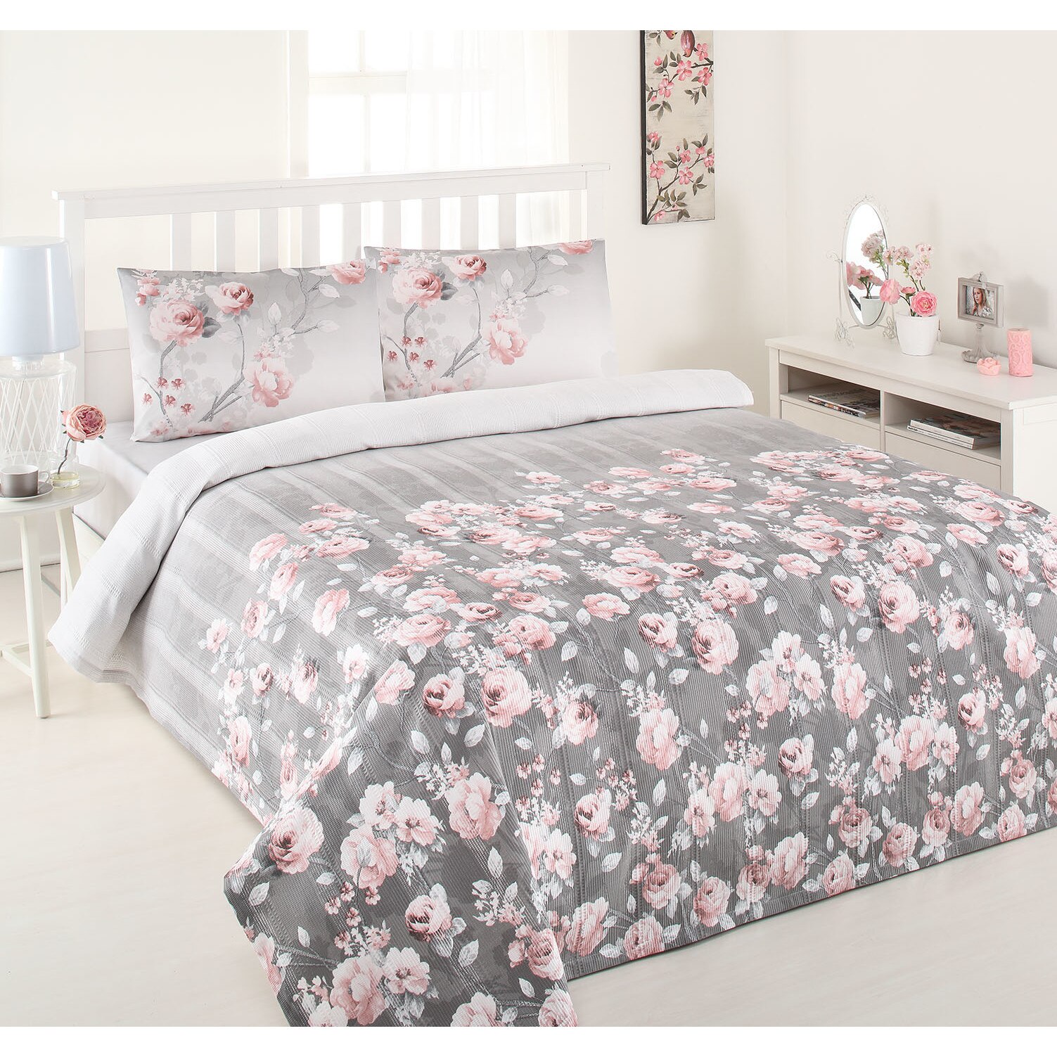 Lenjerie de pat cu pled Lupita, 100% Bumbac , 4 piese,2 persoane,220x230 /50x70