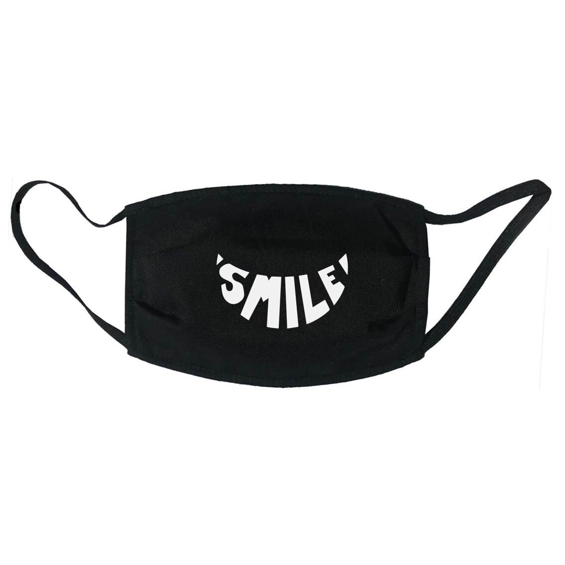 Masca personalizata reutilizabila, pentru adulti, din material textil, cu imprimeu ”Smile”, neagra
