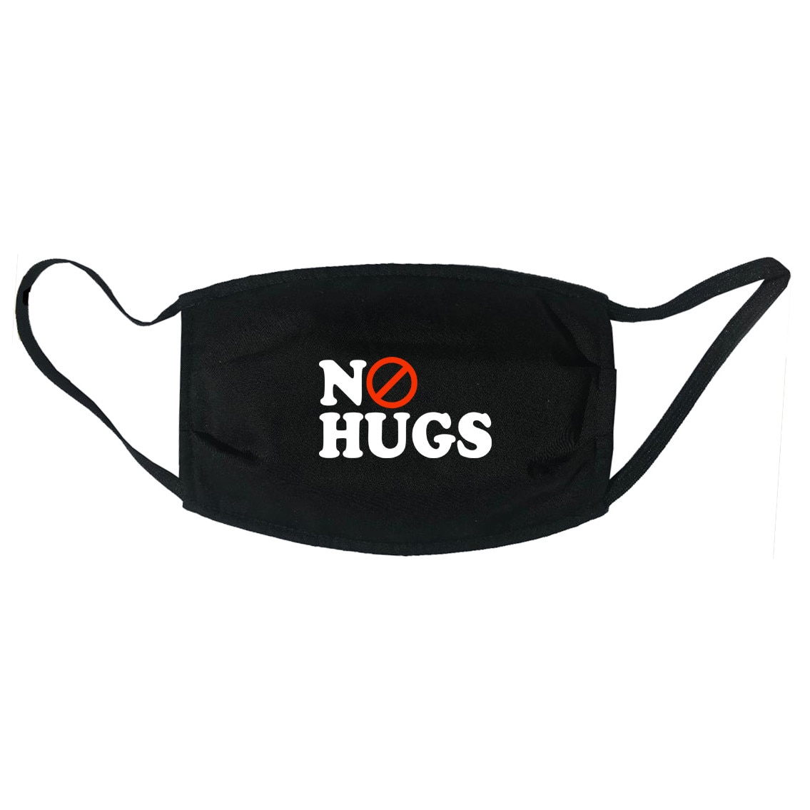 Masca personalizata reutilizabila, pentru adulti, din material textil, cu imprimeu ”No Hugs”, neagra