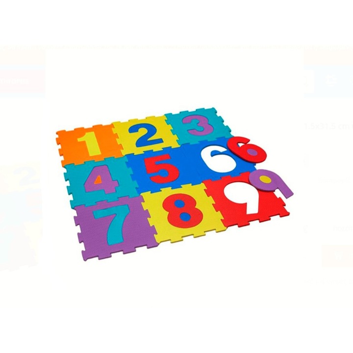 Puzzle educativ de podea, JMB, Spuma, 9 piese, 31.5x31.5x1 cm, Multicolor