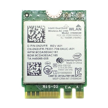 Modul Wi-Fi si Bluetooth 4.0 Intel model Wireless-AC 3160, interfata M.2 NGFF, pentru Dell Modul Wi-Fi si Bluetooth 4.0 Intel model Wireless-AC 3160, interfata M.2 NGFF, pentru Dell