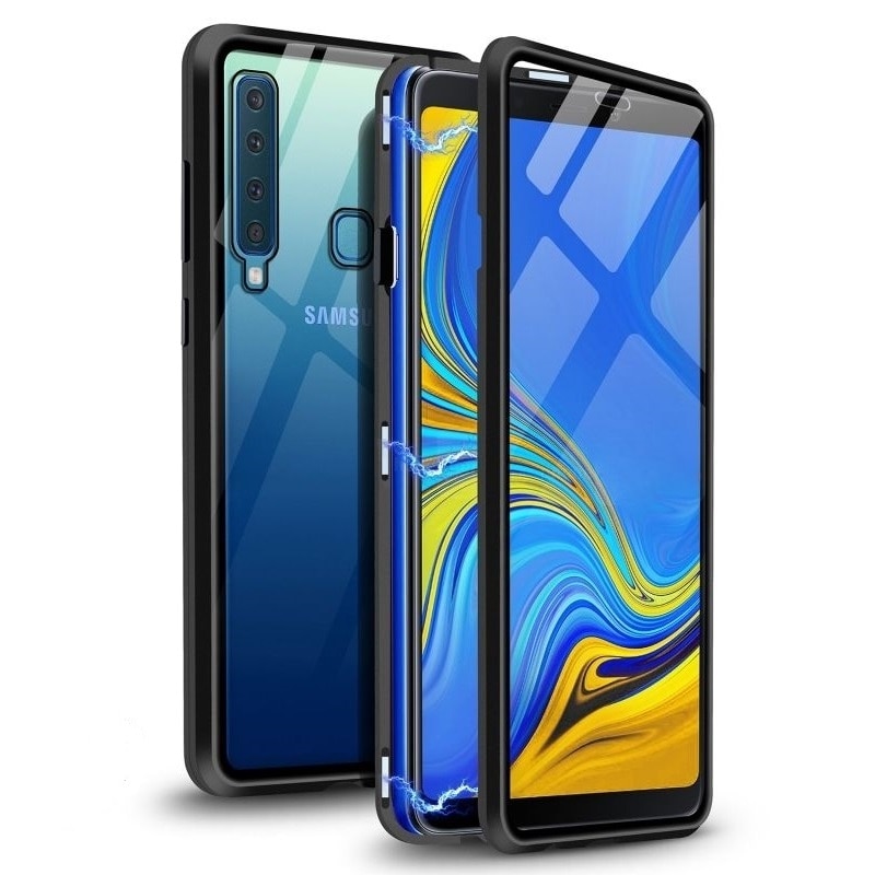 Husa Magnetic Glass 360° (sticla fata + spate) pentru Samsung Galaxy A9 (2018), Negru