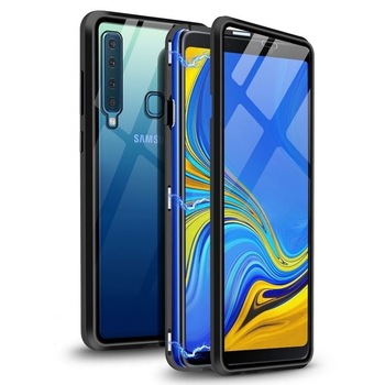 Husa Magnetic Glass 360° (sticla fata + spate) pentru Samsung Galaxy A9 (2018), Negru Husa Magnetic Glass 360° (sticla fata + spate) pentru Samsung Galaxy A9 (2018), Negru