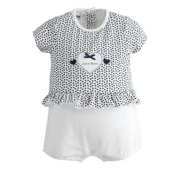 Salopeta fete iDO, 6 luni, alba cu model