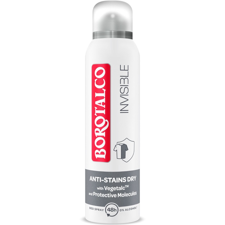 Deodorant Spray Antiperspirant Borotalco Invisible Clasic Grey, 150 ml