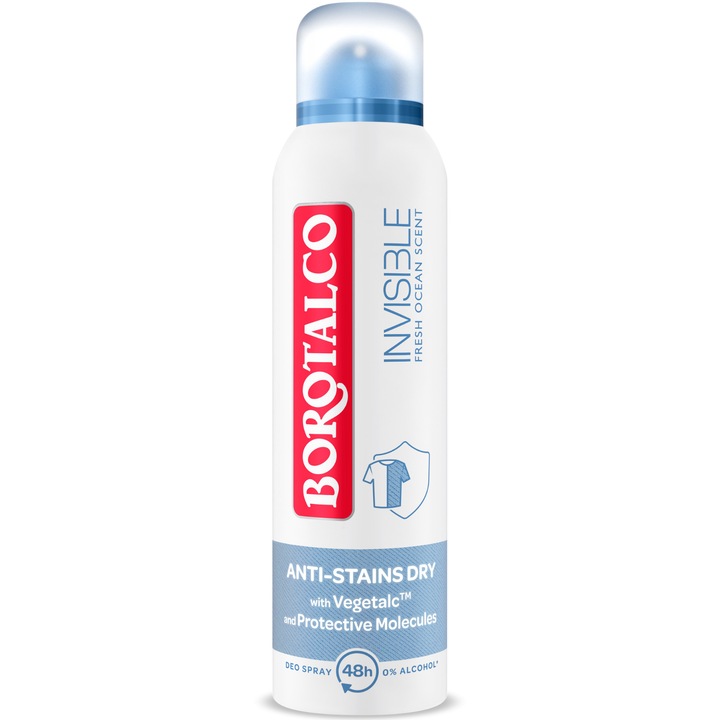 Deodorant Spray Antiperspirant Borotalco Invisible Blue, 150 ml