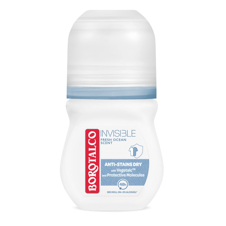 Deodorant Roll-on Antiperspirant Borotalco Invisible Blue, 50 ml