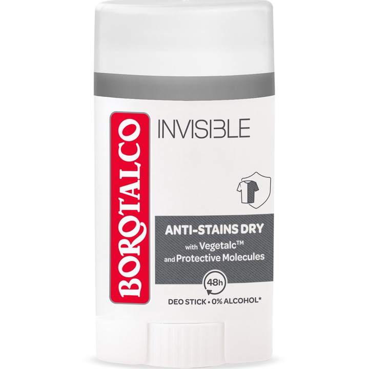 Deodorant Stick Antiperspirant Borotalco Invisible Grey, 40 ml