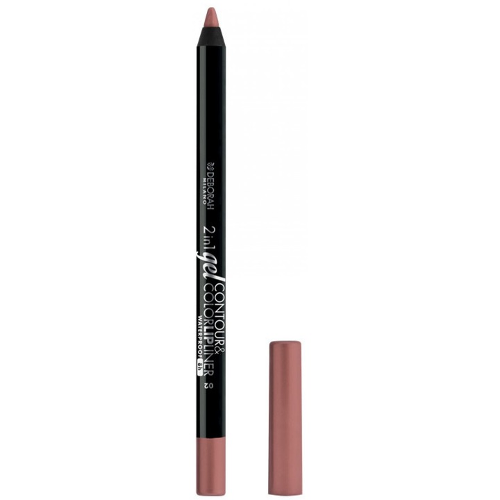 Creion contur de buze Deborah Milano 2in1 Gel Contour&Color Waterproof 02 Nude Brown 1.3g