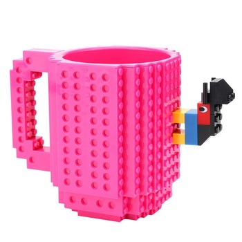 Cana de cafea customizabila cu piese lego, roz, 350 ml Cana de cafea customizabila cu piese lego, roz, 350 ml