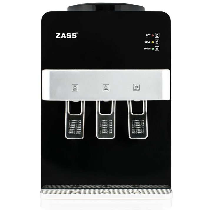 Zass ZTWD 14C irodai vízadagoló, fűtési teljesítmény 550W, hűtési teljesítmény 90W, funkcionális 11 l-es és 19 l-es vizes kannákkal, Fekete