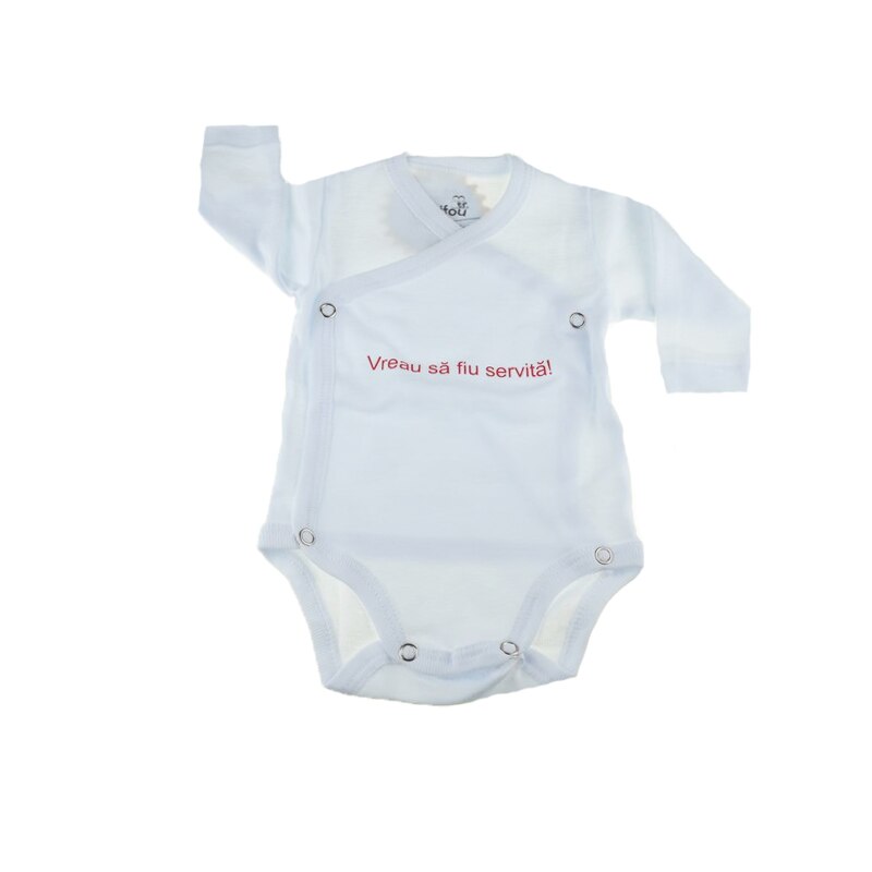 Body cu maneca lunga fete Pifou Model 10 ML M10ML2-A, Alb, 62-66 cm