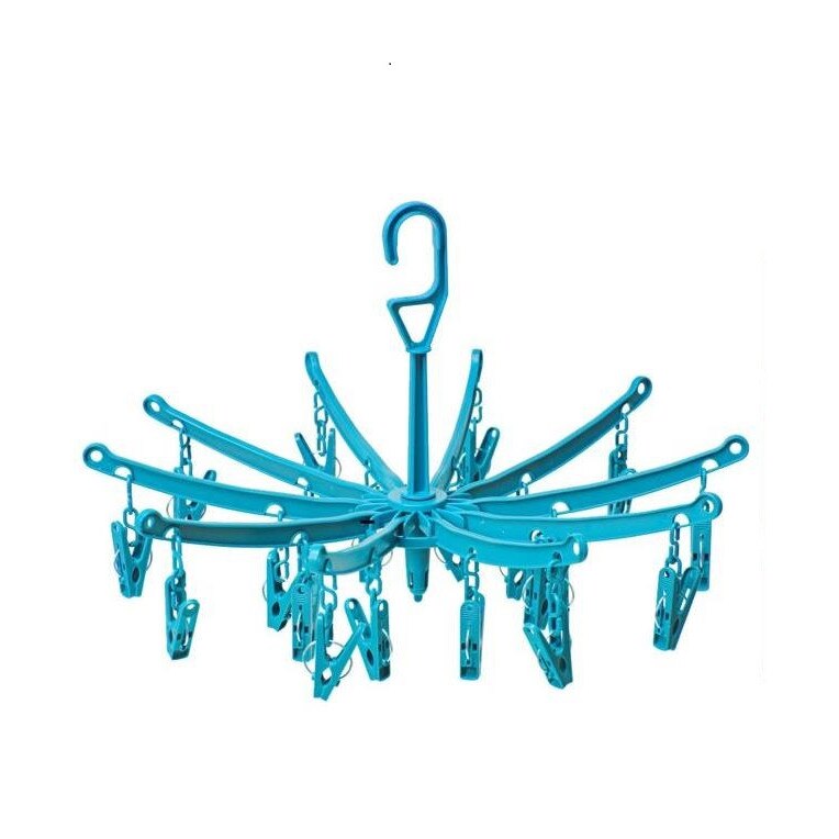 Uscator de rufe suspendat cu 16 carlige albastru