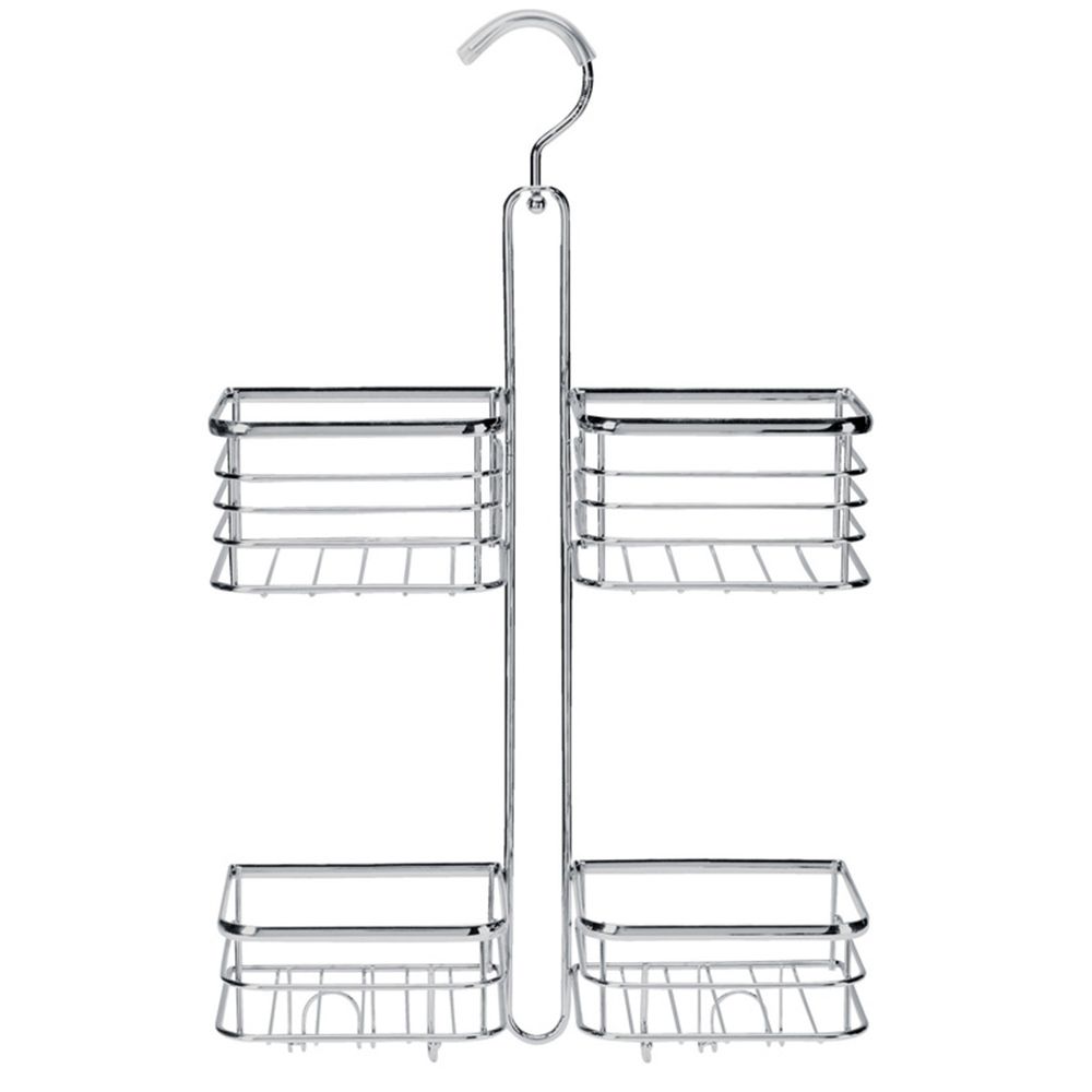 Etajera baie cu 2 rafturi si 4 compartimente, Quasar & Co., sistem agatare, 30 x 51 x 12.5 cm, cromat