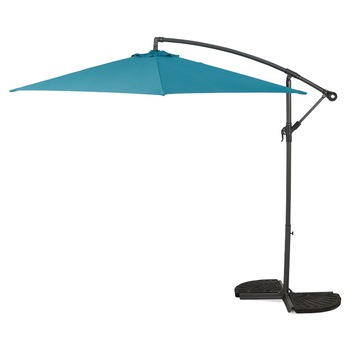 Umbrela mare albastra pentru gradina sau terasa, tija din aluminiu, ATS, pentru exterior, mecanism de ridicare usor de folosit Umbrela mare albastra pentru gradina sau terasa, tija din aluminiu, ATS, pentru exterior, mecanism de ridicare usor de folosit