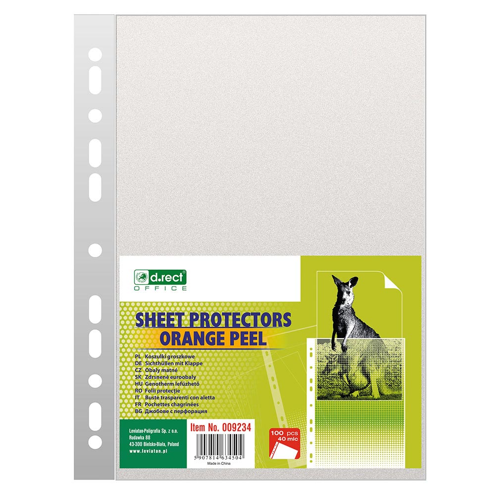 Folie protectie documente D.Rect Office, cristal, A4, 40 microni, 100 buc/set