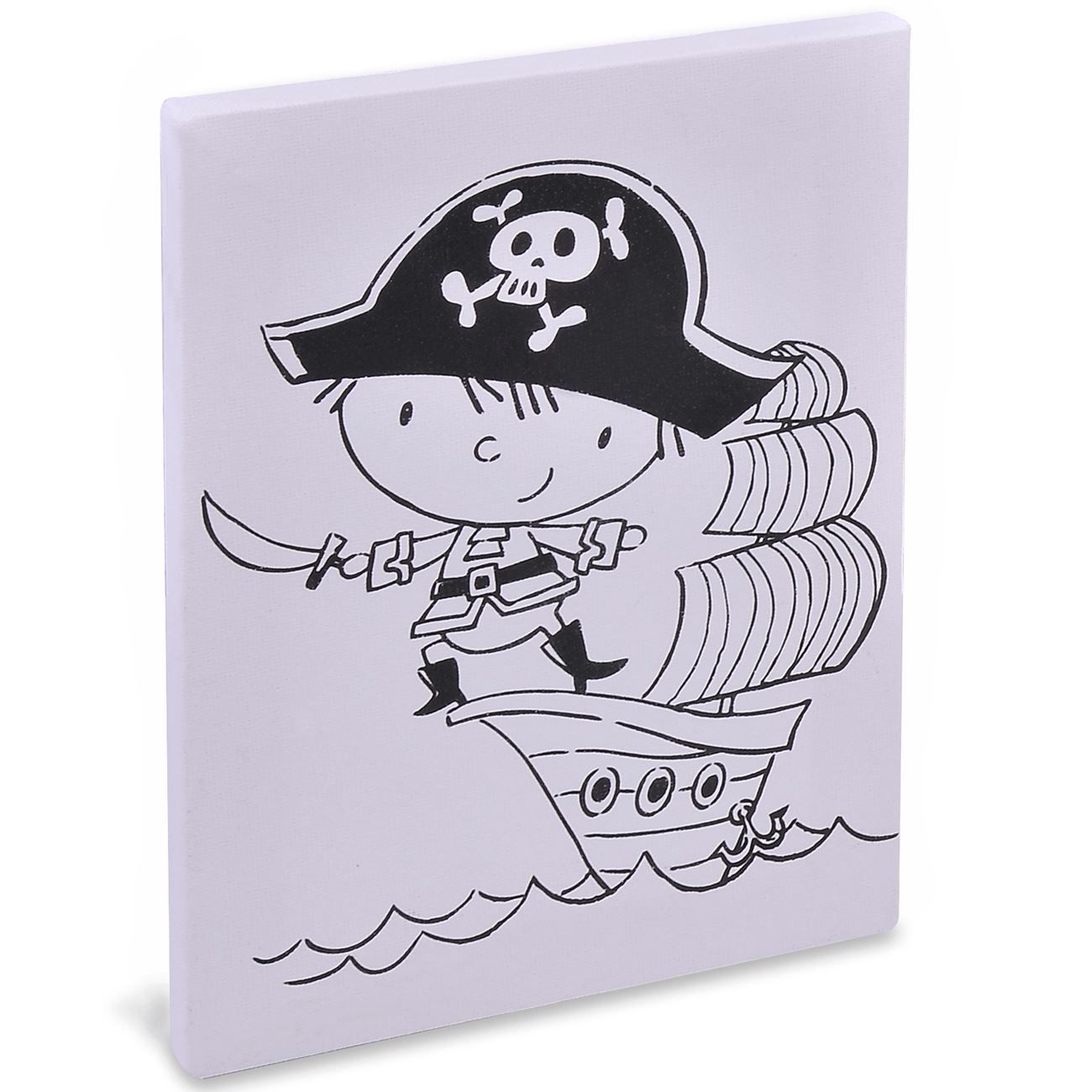 Set de pictura cu panza model pirat, o pensula si 5 aculare multicolore, pentru copii , ATS