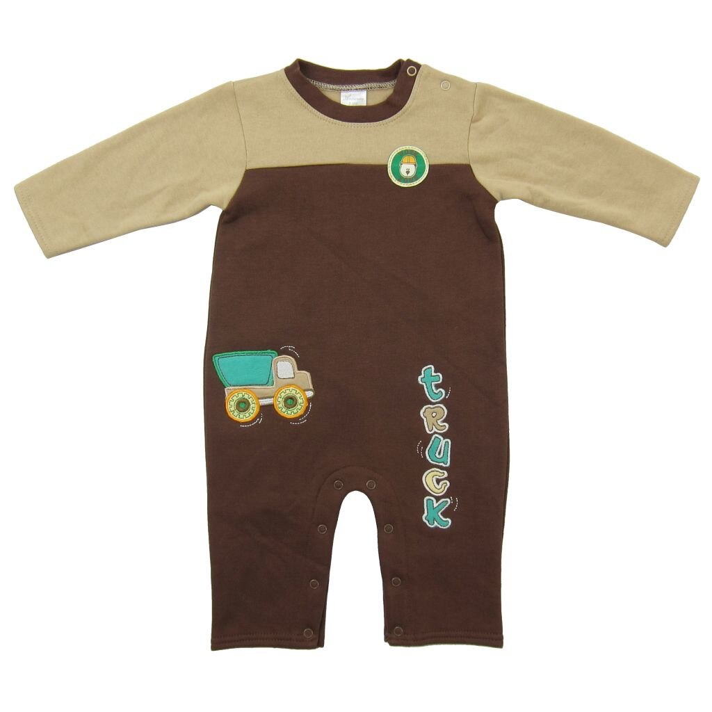 Salopeta bebe baiat, maneca lunga, Primii Pasi, S22111, maro, 6-9luni