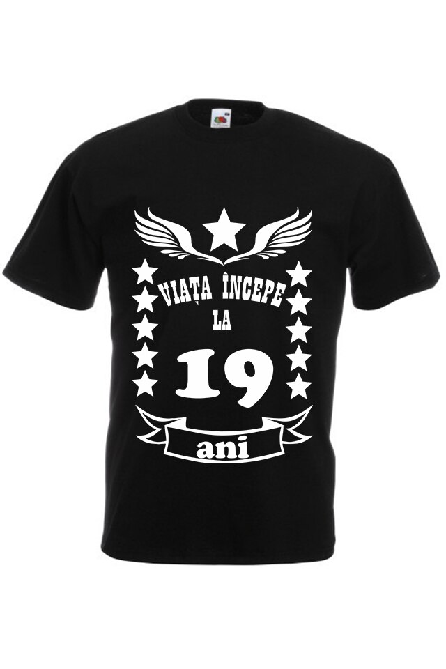 Tricou Viata incepe la 19 ani barbat, Negru