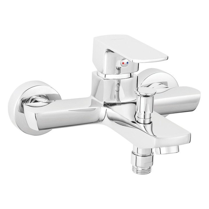 Смесител Ferro Alba, Стенен, Вана-душ, Без аксесоари, Керамичен механизъм, Месинг, Хром покритие