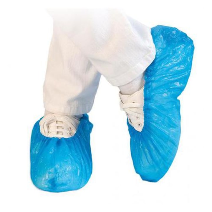 Global Plast cipővédő, eldobható, polietilén, univerzális, 100 darabos készlet, kék