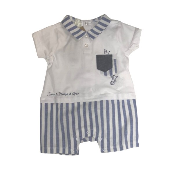 Salopeta baieti iDO, 9 luni, alba cu dungi si model