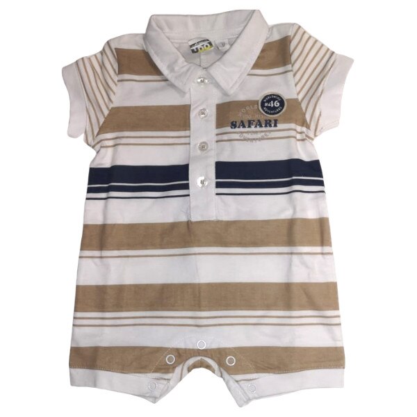 Salopeta baieti iDO, 3 luni, alba cu dungi maro