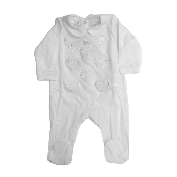 Salopeta fete iDO, 6 luni, alba cu inimioare