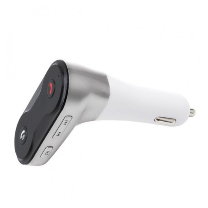 Modulator pentru autoturism, radio FM, model C8, Bluetooth, USB, redare MP3 , Negru/ Argintiu, Urban Trends ®